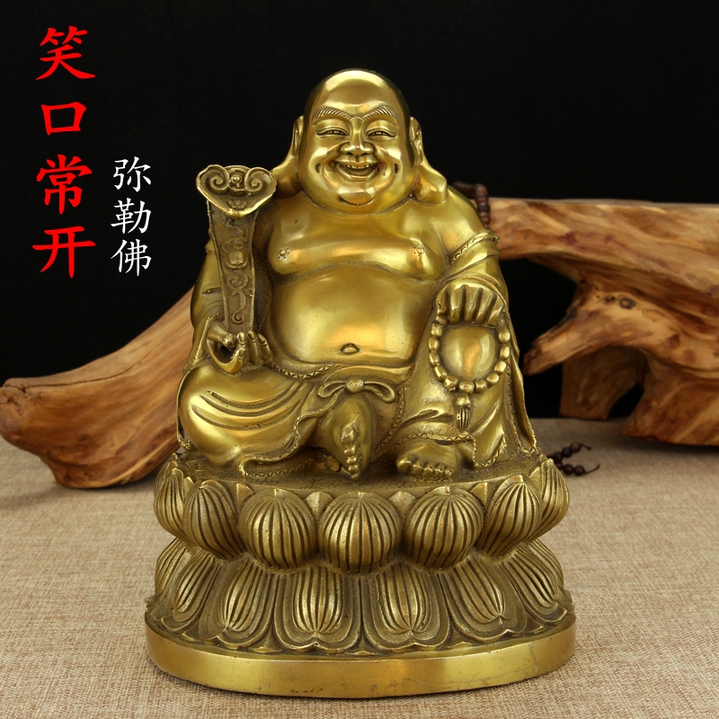 纯铜佛像笑口常开大肚弥勒佛菩萨