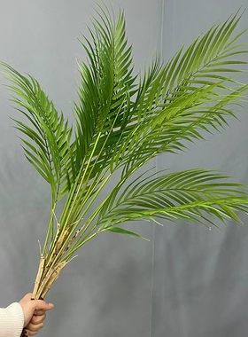 仿真棕榈树热带椰子树叶塑料细叶棕榈树铁树叶假植物装饰插花厥草