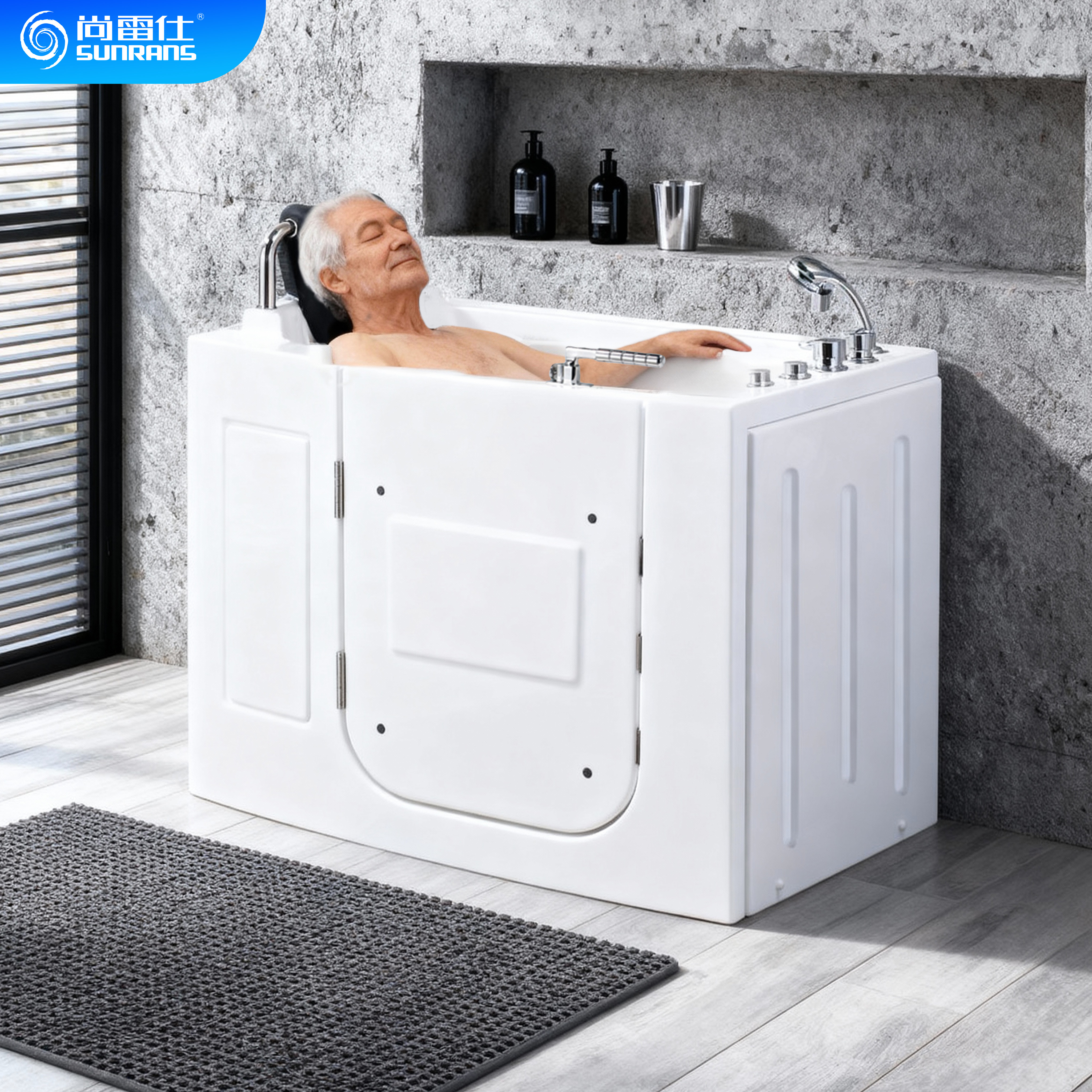 尚雷仕老人浴缸无障碍按摩浴缸步入式防滑侧开门坐式泡澡亚克力