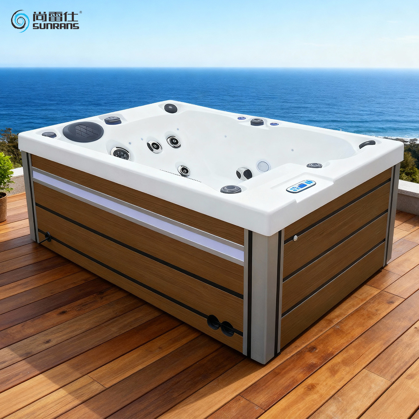 户外别墅游泳池spa水疗浴缸成人家用冲浪按摩超大智能恒温泉加热