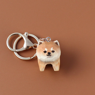 木雕橘猫钥匙扣万圣节猫咪挂饰柴犬钥匙链小狗狗挂件萌趣手作手工