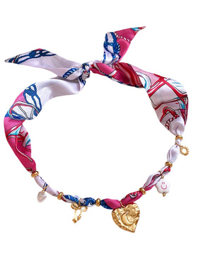 彩染印花布料太阳丝巾项链新款个性时尚百搭锁骨链小众感项饰