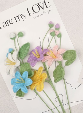 家居装饰成品手工毛线油桐花花束桌面摆件创意花瓶插花装饰品