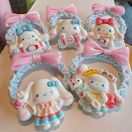 甜美蓝色系蝴蝶结大耳狗发圈可爱