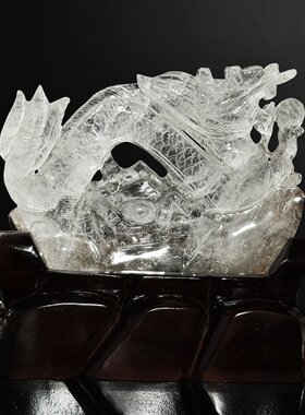 天然白水晶绿幽灵雕刻龙生肖龙摆件青龙吉祥物工艺品招财镇宅