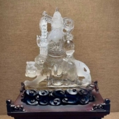 天然茶水晶雕刻赵公明财神爷神像摆件桌面家用骑虎