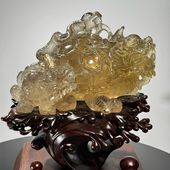 天然黄水晶雕刻玄武神兽摆件招财镇宅客厅办公室工艺品