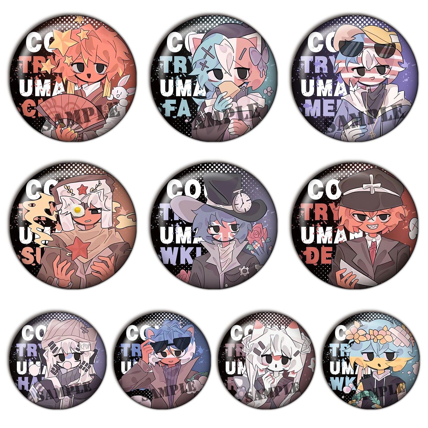 ch国拟五常吧唧瓷美盲盒现货谷子COS镭射胸章动漫同人徽章周边C