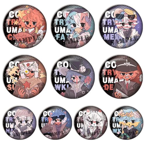 ch国拟五常吧唧瓷美盲盒现货谷子COS镭射胸章动漫同人徽章周边C