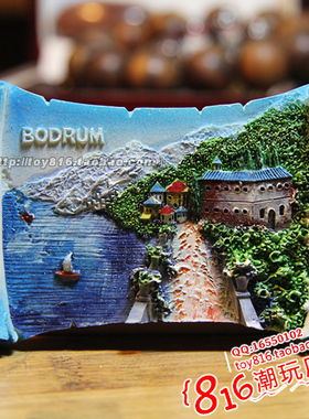 土耳其博德鲁姆 BODRUM爱琴海港湾 画卷款冰箱贴 世界旅游纪念