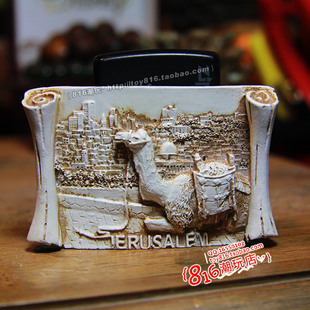 巴勒斯坦耶路撒冷JERUSALEM 沙漠骆驼古画卷复古做旧款冰箱贴