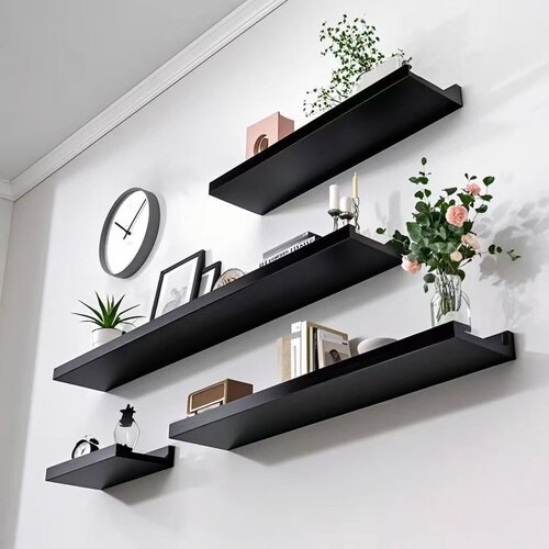 实木一字隔板壁挂美甲展示收纳架