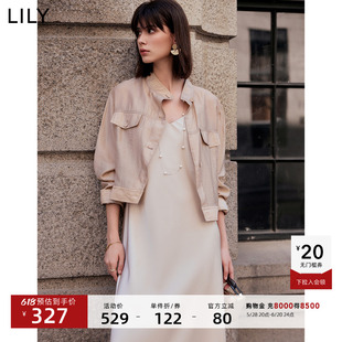 微光夹克LILY2025夏新款女装莫代尔醋酸混纺工装休闲薄款短款外套