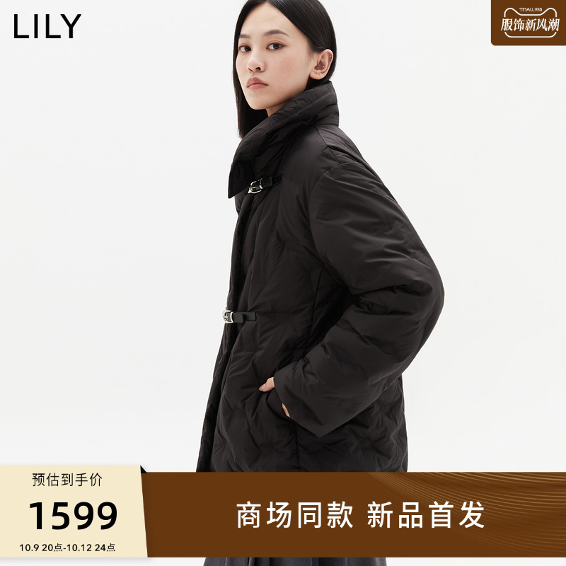 【商场同款】LILY2023冬新款女装保暖鹅绒两穿立领通勤羽绒服外套