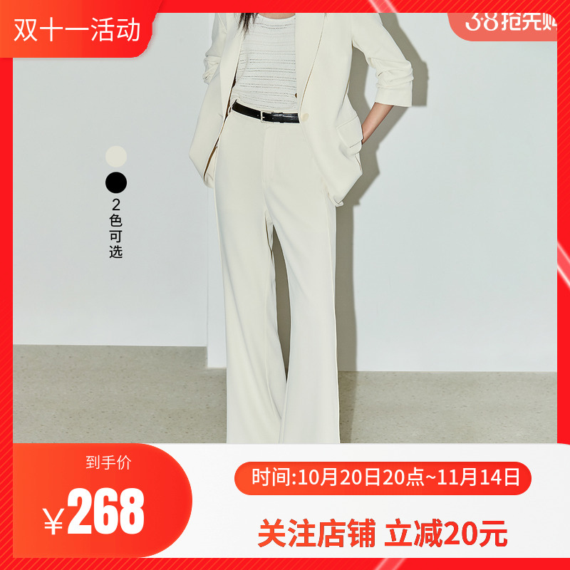 LILY2025夏新款女装都市休闲通勤款垂坠感显瘦高腰直筒西装休闲裤