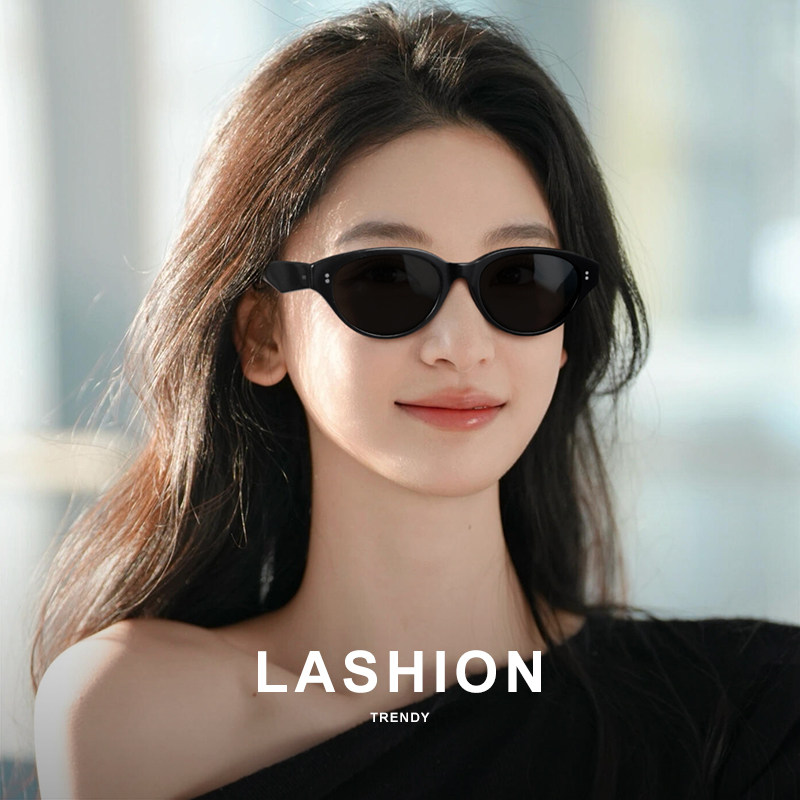 乐申高级感猫眼墨镜女款复古2025新款方圆脸防紫外线近视太阳眼镜