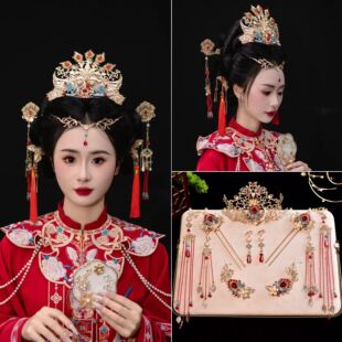 汉风【凤鸣阾】原创明制唐风汉服结婚头饰凤冠新娘婚嫁发饰品全套