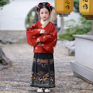 【双鹿赴春】女童上衣加厚明制儿童汉服冬装新中式拜年服双鹿赴春