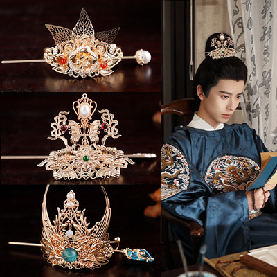 古风发箍汉服发冠宋制顶冠国同束发簪男女头饰明制发饰高马尾宫廷