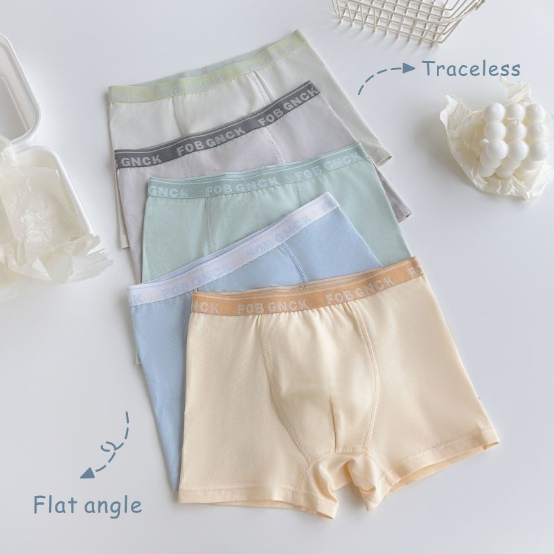 2025年男童儿童内裤四角内裤男孩子宝宝平角内裤净色星期裤7A抗菌