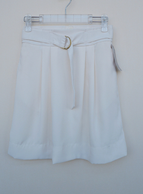 H系列150/64A正品断码 女夏舒柔垂坠短裙半身裙4148本白色