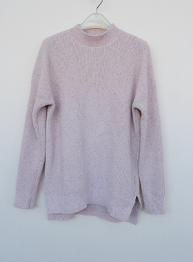 拉系列SM专柜女秋冬甜心宽松毛绒毛线半高领针织衫4A3880灰粉