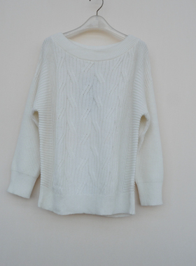 拉系列SML专柜正品 女冬兔毛混纺宽松大圆领长毛绒毛衣4A4151白色