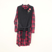 拉系SML正品 裙5A1671黑色 衬衫 清仓 女秋全棉厚柔磨毛宽松到膝长袖