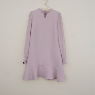 拉系列SM专柜断码 连衣裙6A7548粉色 女秋厚糯花园派对直筒微弹长袖