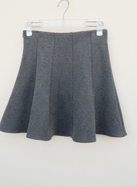 拉系列/S专柜断码 女冬优雅仿毛呢厚保暖外搭短裙伞裙5A4204灰色