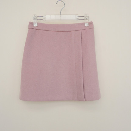 拉系SL正品清仓 女冬毛呢羊毛混纺厚暖外搭短裙半身裙5A1964灰粉