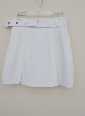 拉系列/S专柜断码女夏全棉舒柔弹力牛仔A字短裙半身裙5A9922白色