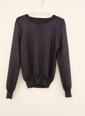 拉系列SM撤柜正品 女秋冬舒柔璀璨冰丝圆领长袖毛衣5A6967混色