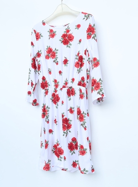 H系列80/84A正品断码 春夏纯天丝亲肤七分袖连衣裙2762白色