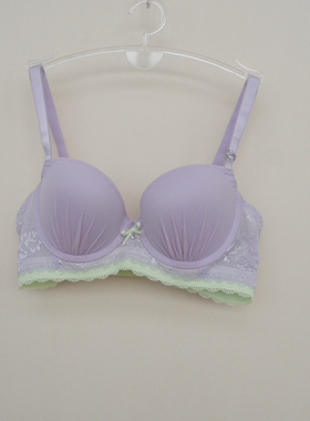 安系列70A70B70C正品断码3/4上薄下厚蕾丝网纱聚拢文胸EF0679粉紫