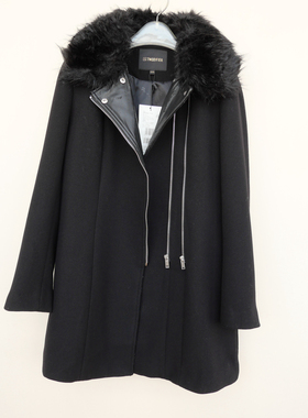 拉系列/S专柜正品 女冬甜酷厚柔双拉链修身羊毛呢外套8B8988黑色
