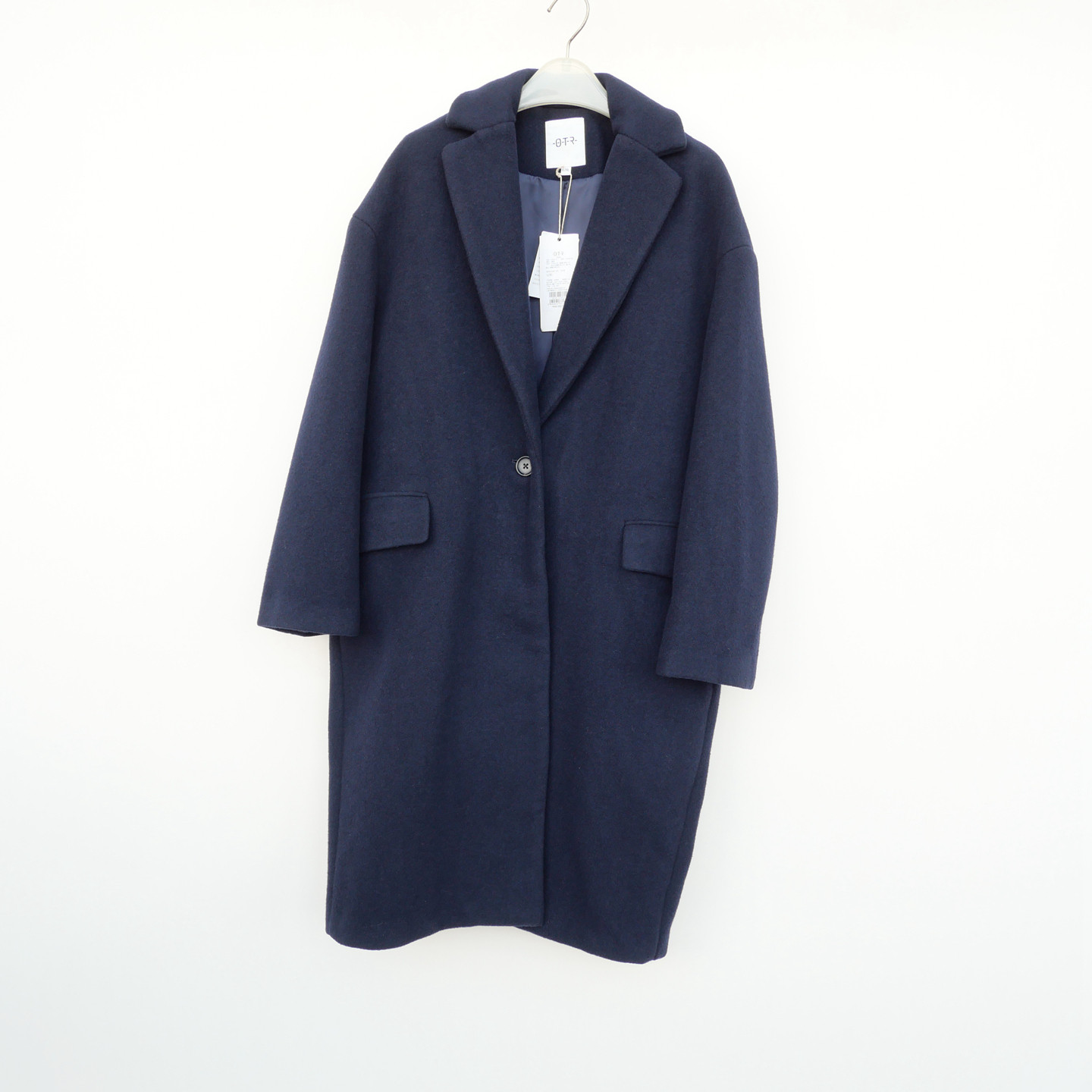 拉系列L/XL撤柜正品女冬宽松厚柔保暖羊毛呢外套大衣5AL705藏青