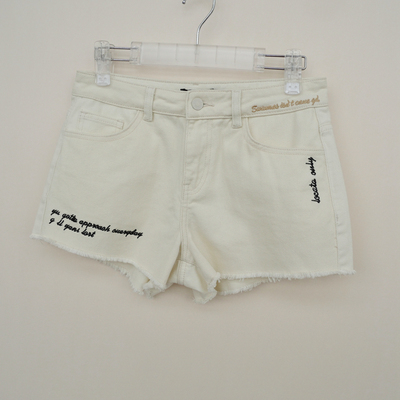 拉系列专柜正品纯棉绣字牛仔短裤