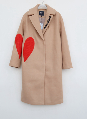 拉系列S/M撤柜正品 女冬厚款宽松过膝清香舒绒毛呢大衣8B1014驼色