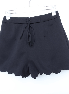 CC系列/S正品断码 女夏薄高腰A型花边休闲短裤2C173032黑色