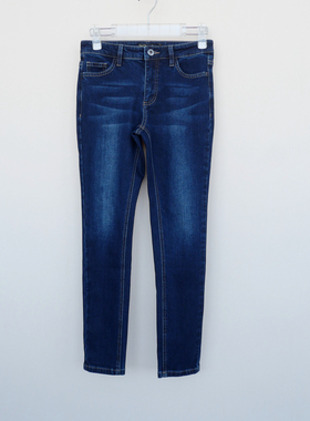 拉系列/S专柜断码 女春秋全棉弹力修身细腿牛仔九分裤5A3748深蓝