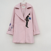 拉系列SML专柜正品 女冬新潮刺绣粗纺厚羊毛混纺呢外套8B5690灰粉