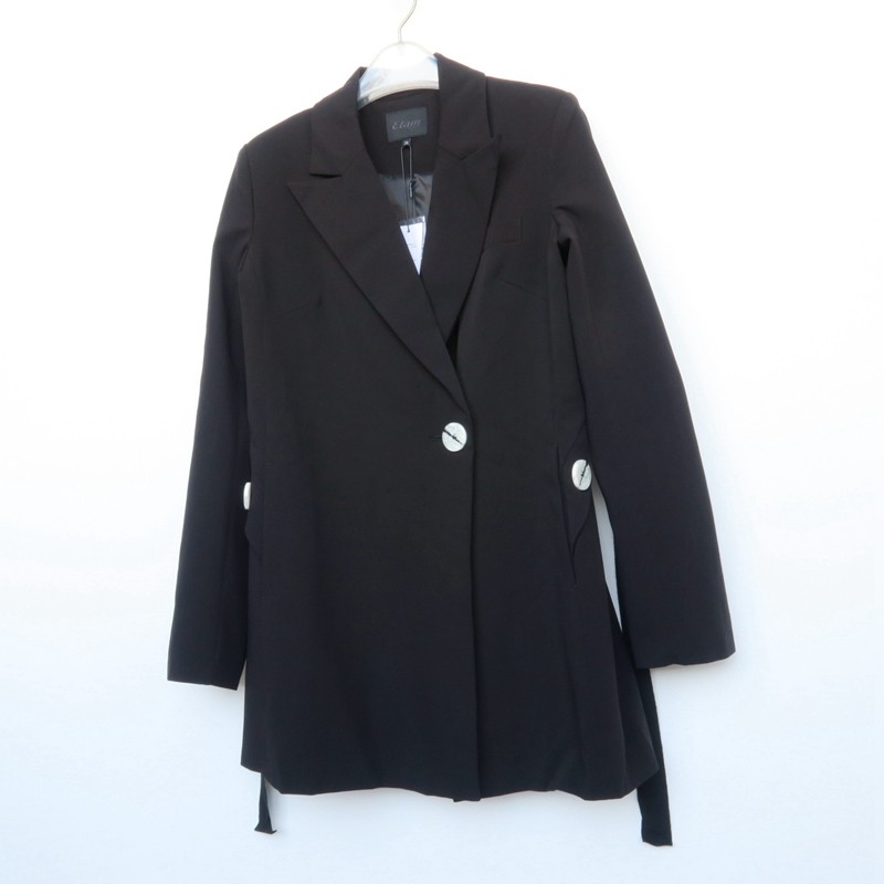 艾格淘特S/M专柜正品断码 女春装黑色一粒扣短风衣外套5F1009