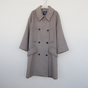 拉系列SML撤柜正品 女冬宽松舒绒加厚盖膝保暖毛呢大衣6A0580咖啡