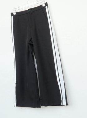 拉系列/L专柜断码 女春夏黑色高腰阔腿运动休闲九分裤8Z0064