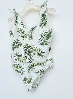 H系列175/104A加大正品断码 女夏全棉白色印花无袖三角连体衣6814