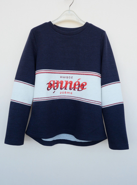 拉系列SML专柜撤柜正品 女秋冬厚柔罗马针织复合布卫衣4A7462藏青