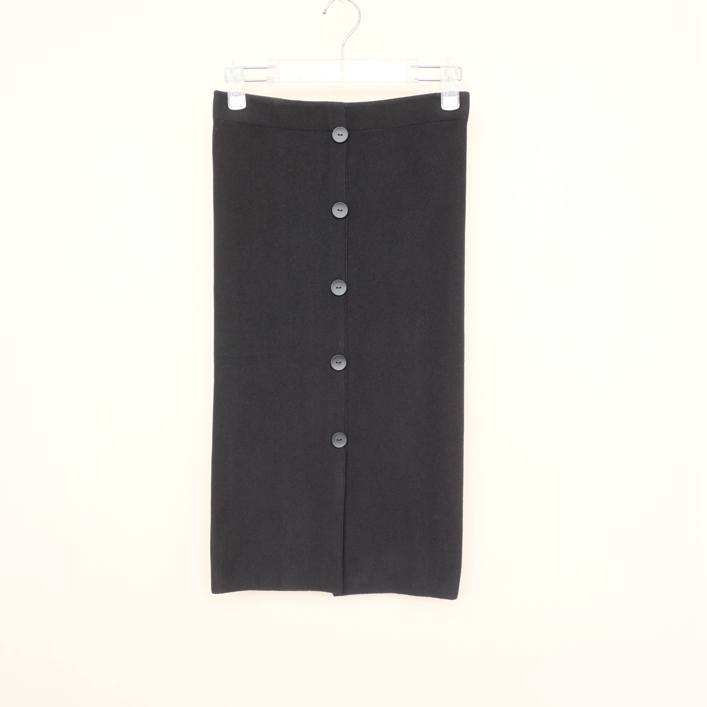 拉系SM专柜断码女秋冬天丝棉细毛线修身塑形六分半身裙5A2347黑色