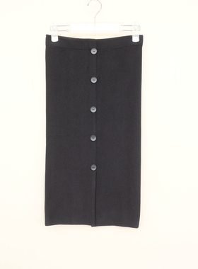 拉系SM专柜断码女秋冬天丝棉细毛线修身塑形六分半身裙5A2347黑色