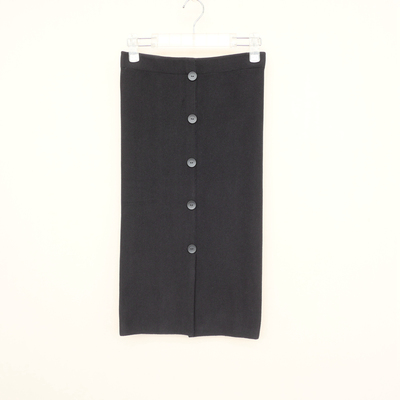 拉系SM专柜断码女秋冬天丝棉细毛线修身塑形六分半身裙5A2347黑色